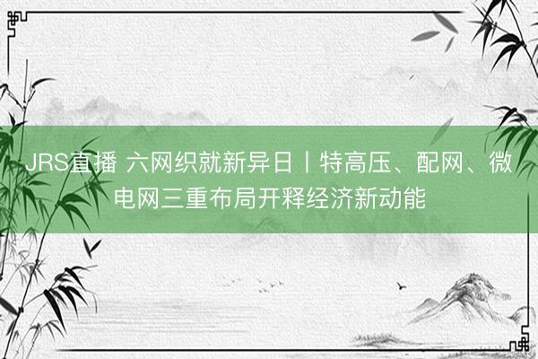 JRS直播 六网织就新异日丨特高压、配网、微电网三重布局开释经济新动能