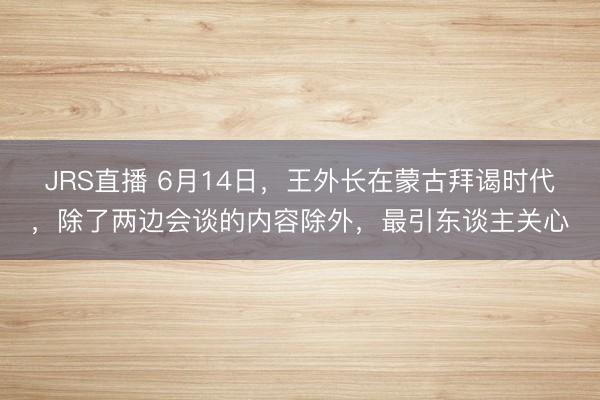 JRS直播 6月14日，王外长在蒙古拜谒时代，除了两边会谈的内容除外，最引东谈主关心