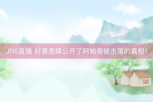 JRS直播 好意思媒公开了阿帕奇被击落的真相！