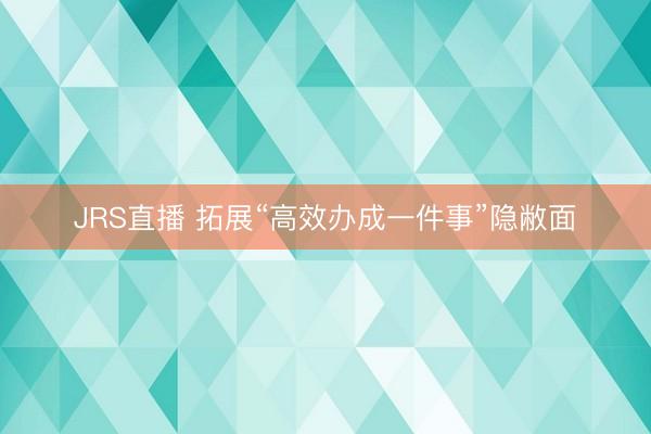 JRS直播 拓展“高效办成一件事”隐敝面